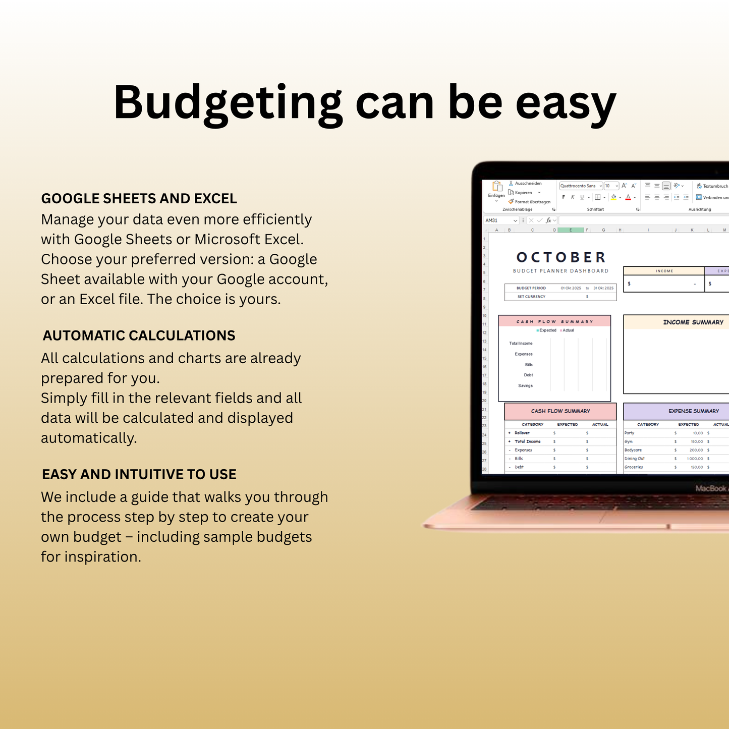 Budget Template for Excel &amp; Google Sheets (All Currencies)